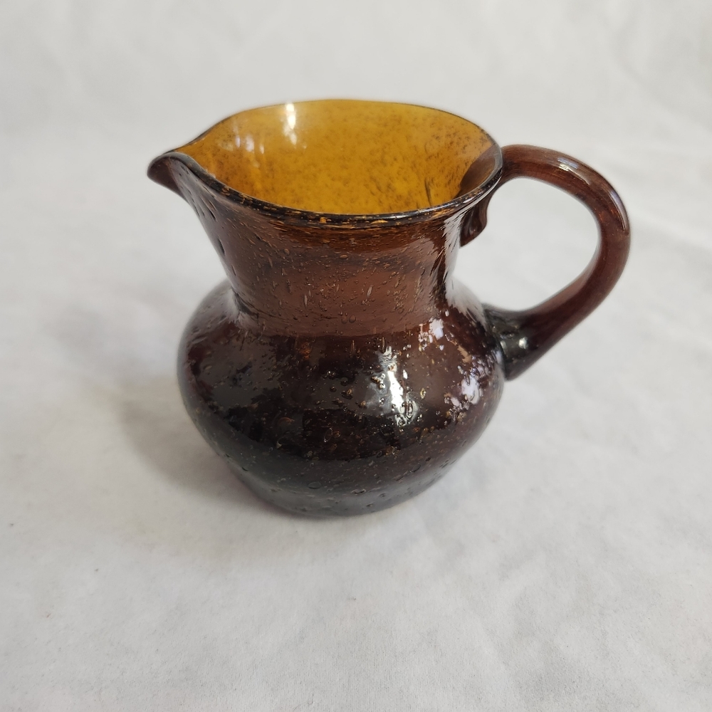 Vintage Miniature Brown Art Glass Creamer